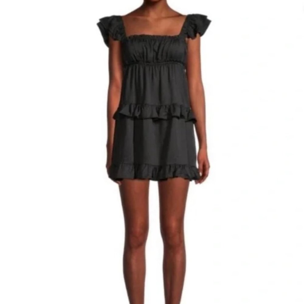 WeWoreWhat Black Ruffle Mini Dress